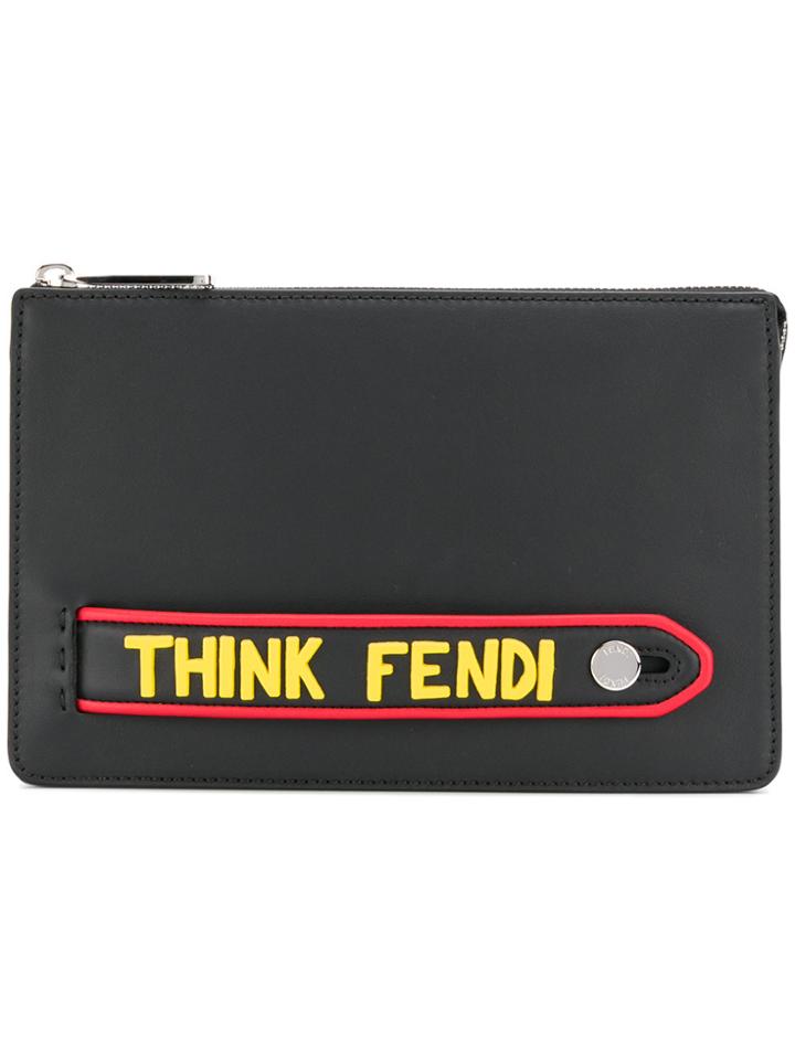 Fendi Vocabulary Motif Clutch - Black