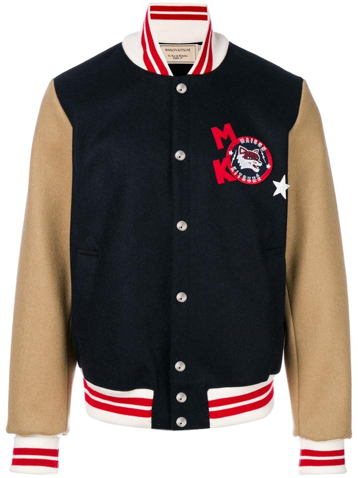 Maison Kitsuné Logo Varsity Jacket - Blue