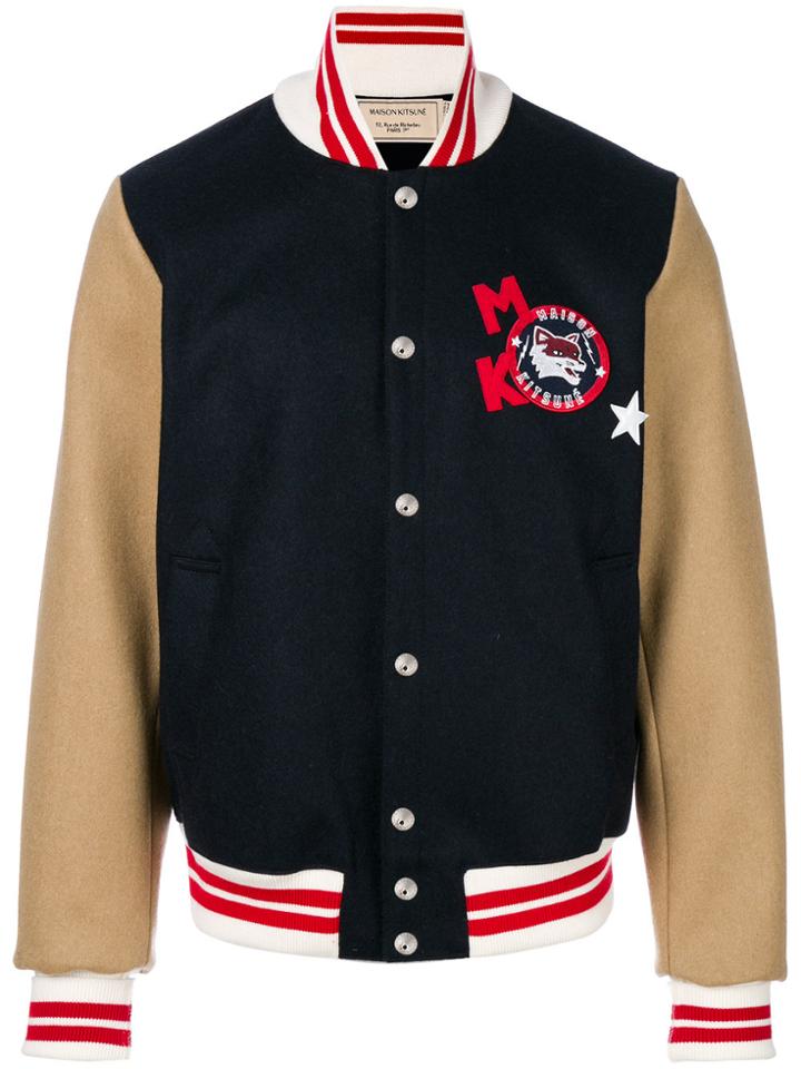 Maison Kitsuné Logo Varsity Jacket - Blue