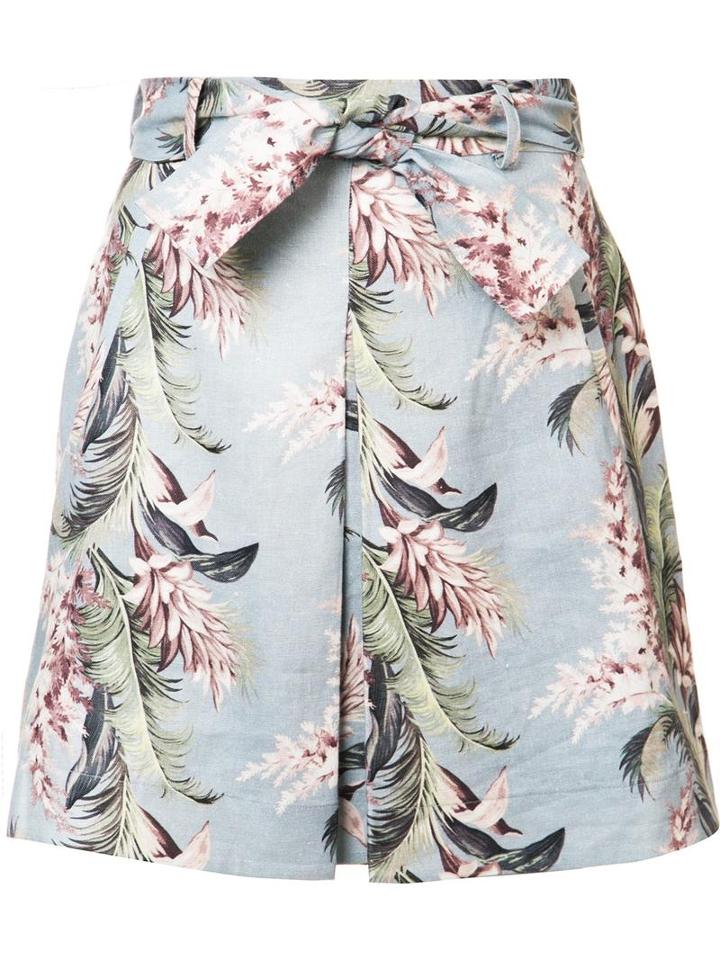 Zimmermann Floral Print A-line Skirt, Women's, Size: 0, Blue, Linen/flax