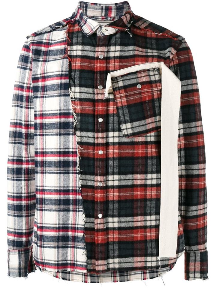 Miharayasuhiro Plaid Shirt, Men's, Size: 52, Red, Cotton