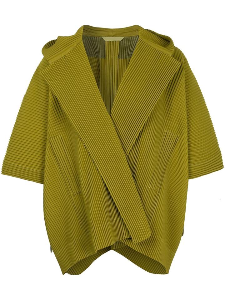 Homme Plissé Issey Miyake Pleated Hooded Jacket - Green