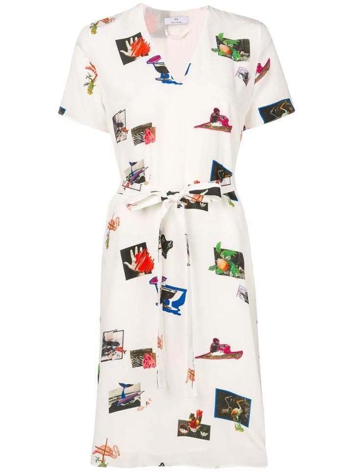 Ps Paul Smith Graphic Print Shirt Dress - White