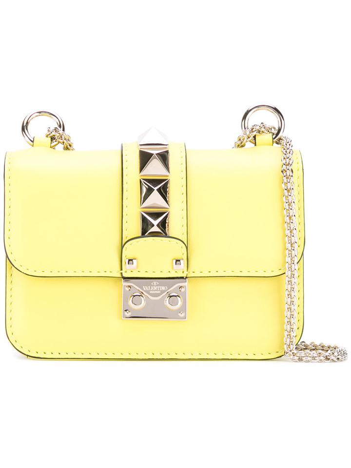 Valentino - Valentino Garavani Glam Lock Shoulder Bag - Women - Leather - One Size, Yellow/orange, Leather