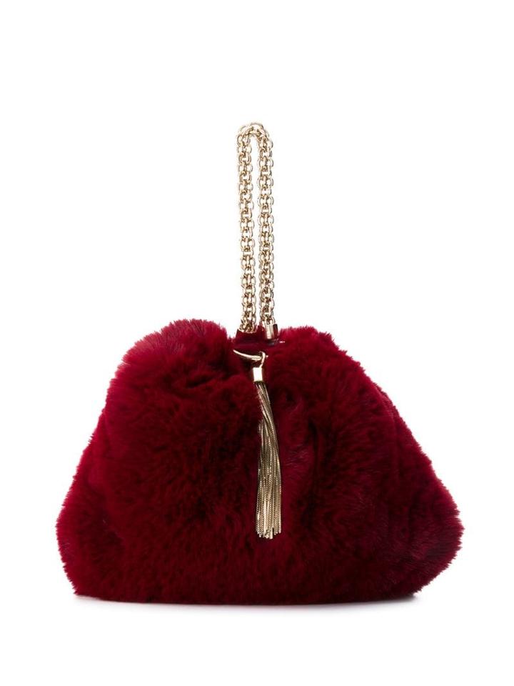 Jimmy Choo Callie Faux Fur Clutch - Red