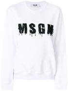 Msgm Beaded Logo Sweatshirt - White
