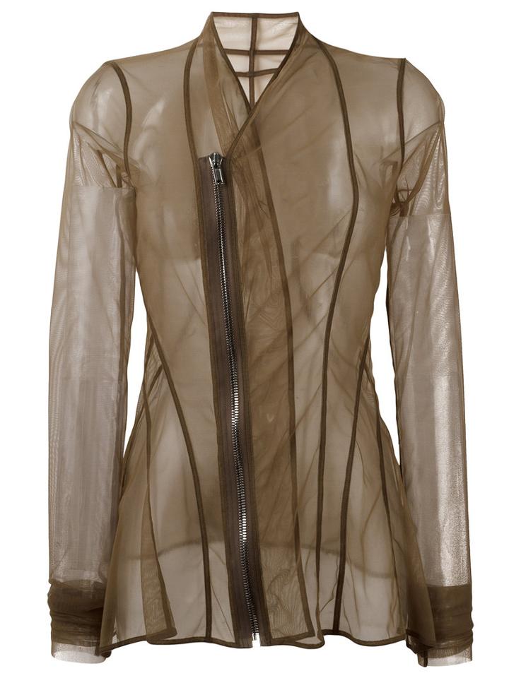 Rick Owens Lilies Mesh Long Sleeved Jacket, Women's, Size: 42, Brown, Polyamide/spandex/elastane
