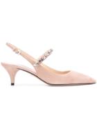 Prada Crystal-embellished Slingback Pumps - Nude & Neutrals