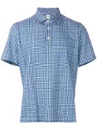 Finamore 1925 Napoli Grid Patterned Short Sleeve Shirt - Blue