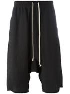 Rick Owens Drop Crotch Shorts, Men's, Size: 50, Black, Cotton/polyester/spandex/elastane/virgin Wool