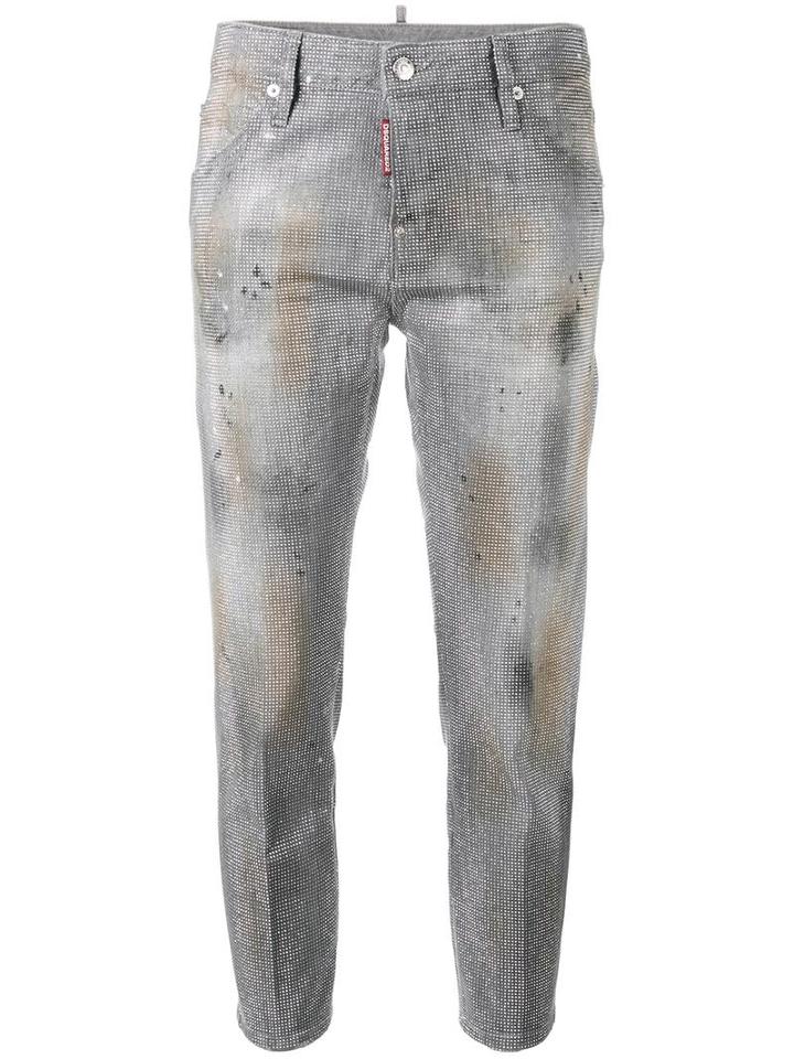 Dsquared2 Cool Girl Swarovski Crystal Jeans, Size: 38, Grey, Cotton/spandex/elastane/polyester/aluminium