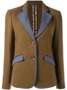 Etro Two Tone Blazer, Women's, Size: 42, Brown, Polyamide/viscose/wool