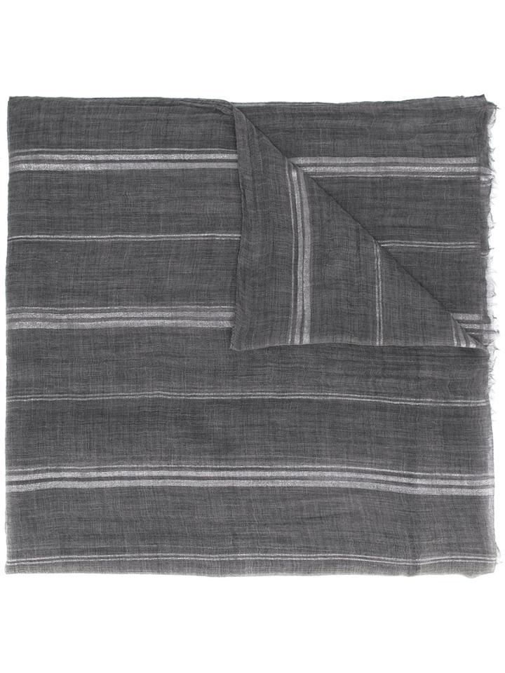Brunello Cucinelli Striped Scarf, Women's, Grey, Cashmere/cupro/polyester