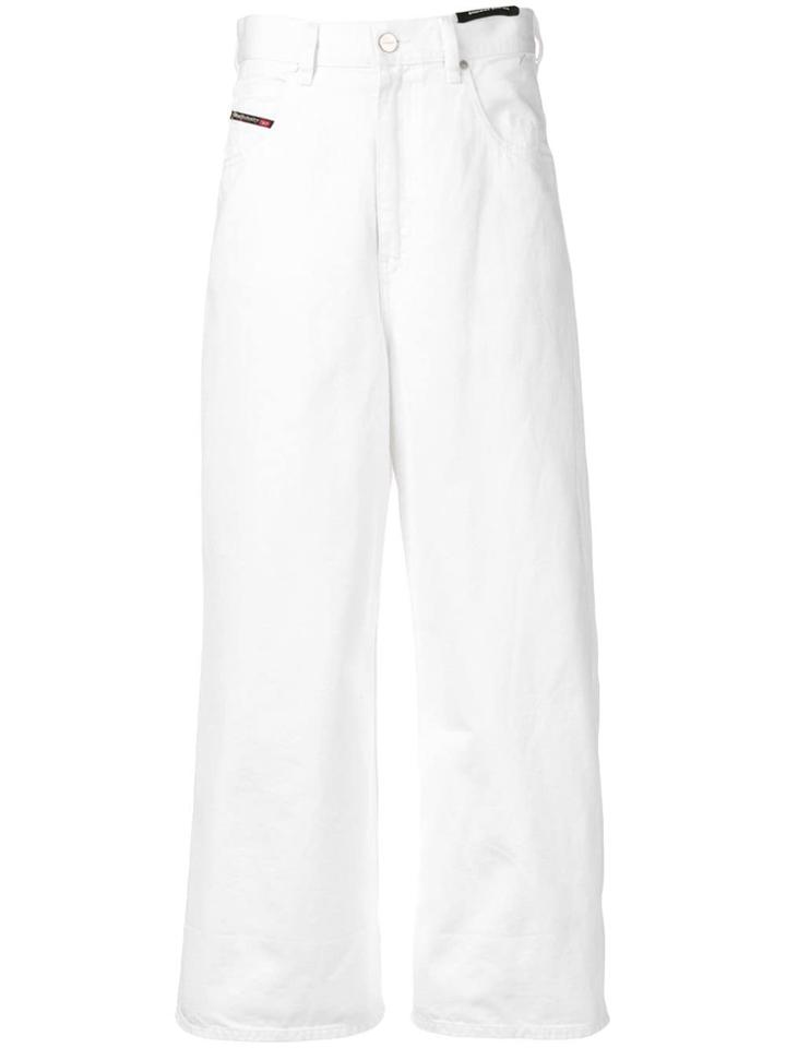 Diesel Wide-legged Cropped Jeans - White