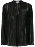 Saint Laurent Striped Mandarin Collar Shirt - Black