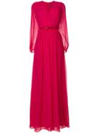 Max Mara Uguale Long Georgette Dress - Pink & Purple