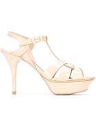 Saint Laurent Tribute Sandals, Women's, Size: 39, Nude/neutrals, Leather/patent Leather