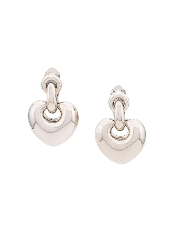 Susan Caplan Vintage 1980s Heart Earrings - Silver