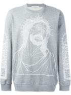 Givenchy Christ Print Sweatshirt, Men's, Size: S, Grey, Cotton