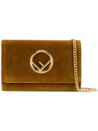 Fendi Velvet Wallet On Chain Mini Bag - Brown