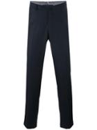 Ermenegildo Zegna Slim Tailored Trousers, Men's, Size: 48, Blue, Wool/viscose