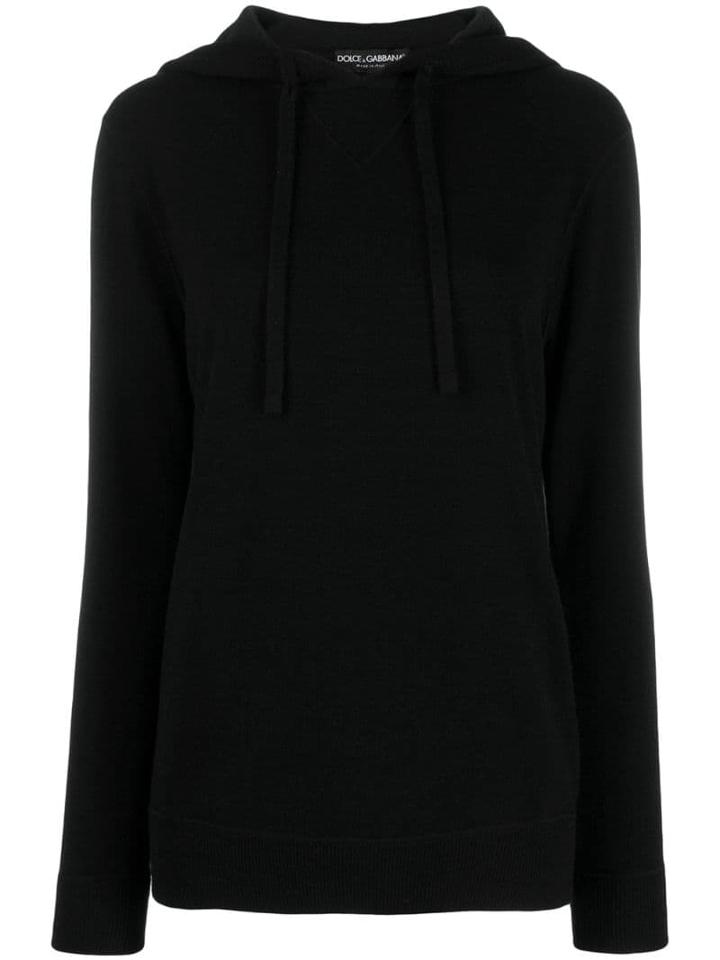 Dolce & Gabbana Drawstring Hooded Jumper - Black