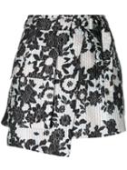 Christian Wijnants - Asymmetric Floral Print Skirt - Women - Polyester - 38, Blue, Polyester
