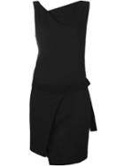 Ann Demeulemeester Ruffled Neck Asymmetric Dress, Women's, Size: 36, Black, Polyester/nylon/spandex/elastane