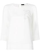 Peserico Three-quarter Sleeves Embroidered Blouse - White