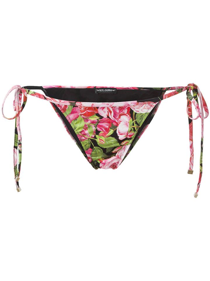 Dolce & Gabbana Rose Print Bikini Bottoms, Women's, Size: 1, Pink/purple, Polyamide/spandex/elastane