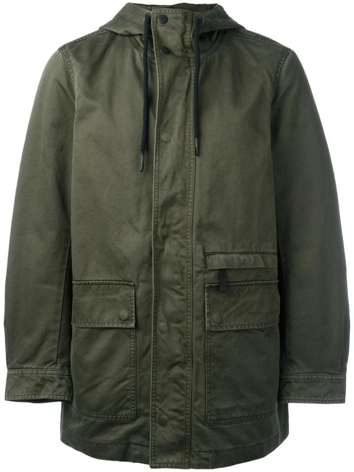 Diesel Hooded Coat, Men's, Size: Large, Green, Cotton