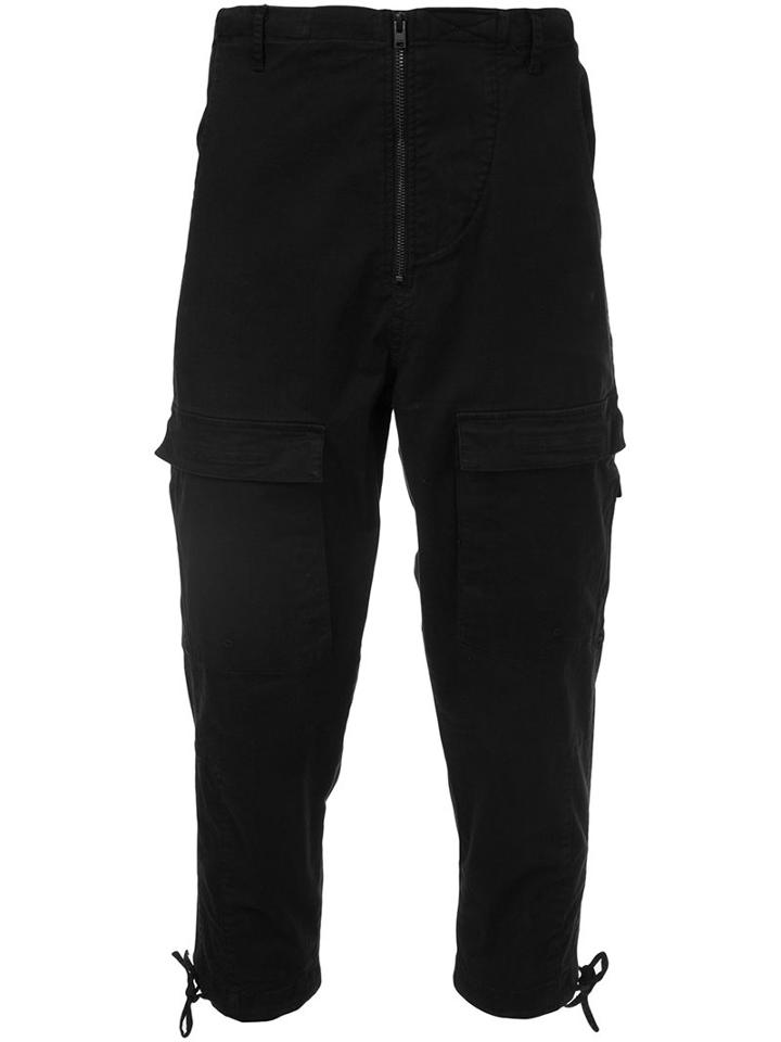 Stampd Cargo Cropped Trousers, Men's, Size: 34, Black, Cotton/spandex/elastane