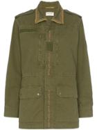 Saint Laurent Embroidered Detail Military Jacket - Green