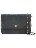 Chanel Vintage V Quilted Flap Bag - Blue