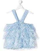 Dsquared2 Kids Teen Floral Print Ruffled Top - Blue