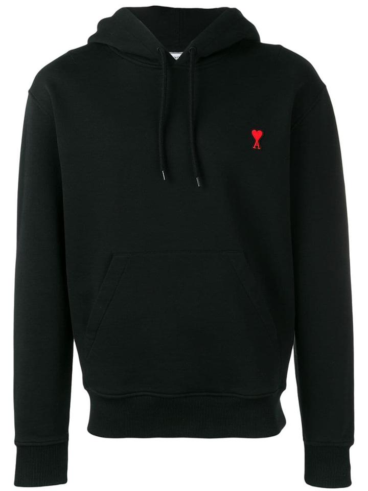 Ami Alexandre Mattiussi Hoodie With Red Ami De Coeur Patch - Black