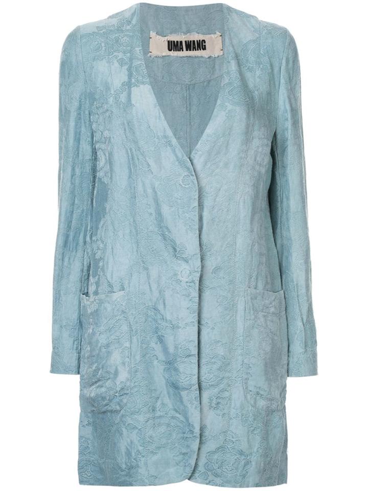 Uma Wang Floral Pattern Long Jacket - Blue