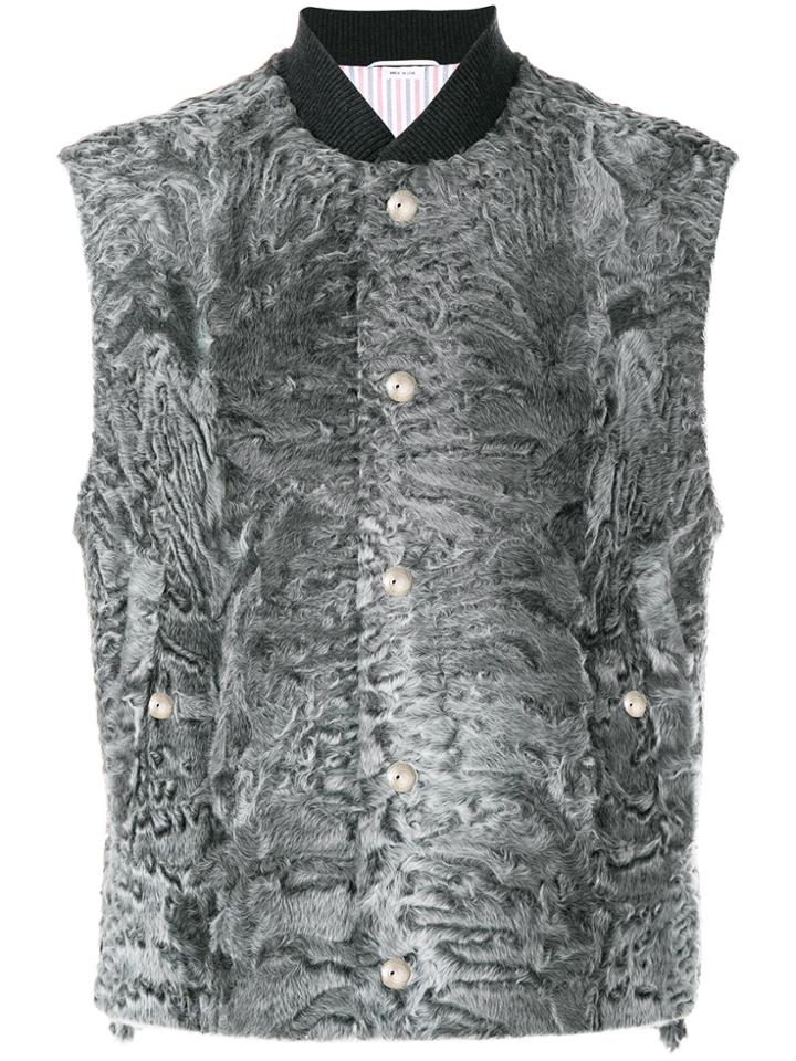 Thom Browne Dyed Karakul Fur Vest - Grey