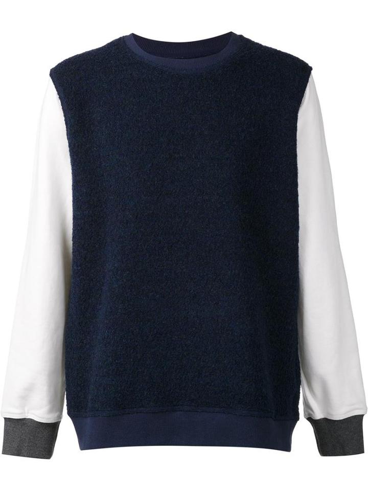 F.s.z Contrast Sleeve Sweatshirt, Men's, Size: Large, Blue, Cotton/wool