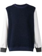 F.s.z Contrast Sleeve Sweatshirt, Men's, Size: Large, Blue, Cotton/wool