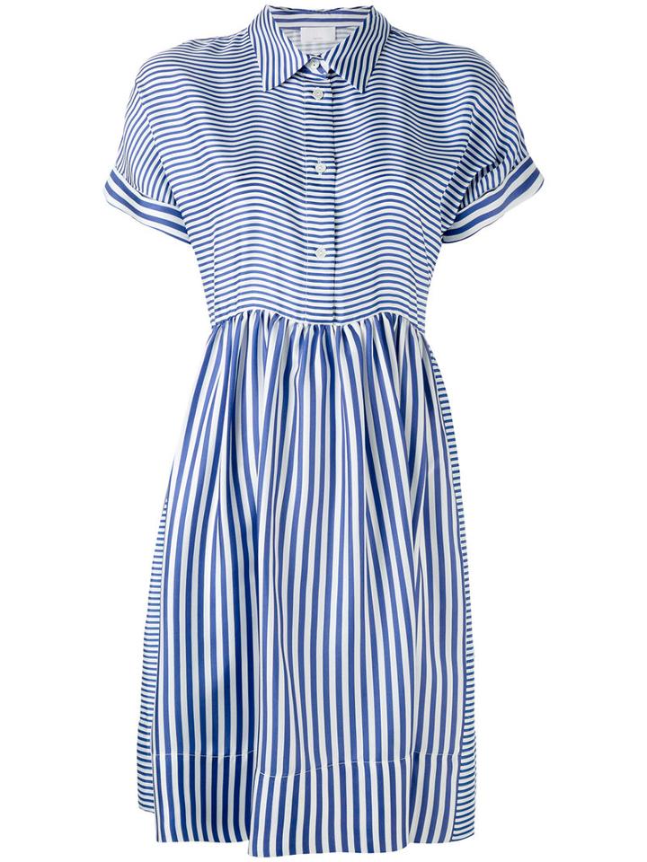 Striped Flared Shirt Dress - Women - Silk - M, White, Silk, P.a.r.o.s.h.