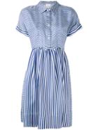 Striped Flared Shirt Dress - Women - Silk - M, White, Silk, P.a.r.o.s.h.
