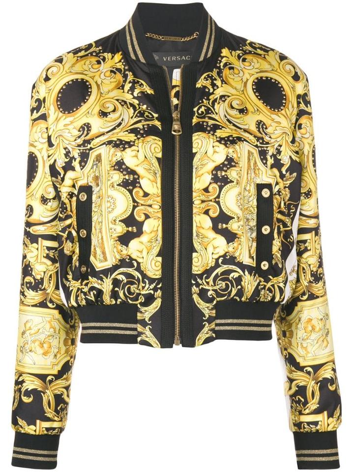 Versace Signature Print Bomber Jacket - Yellow