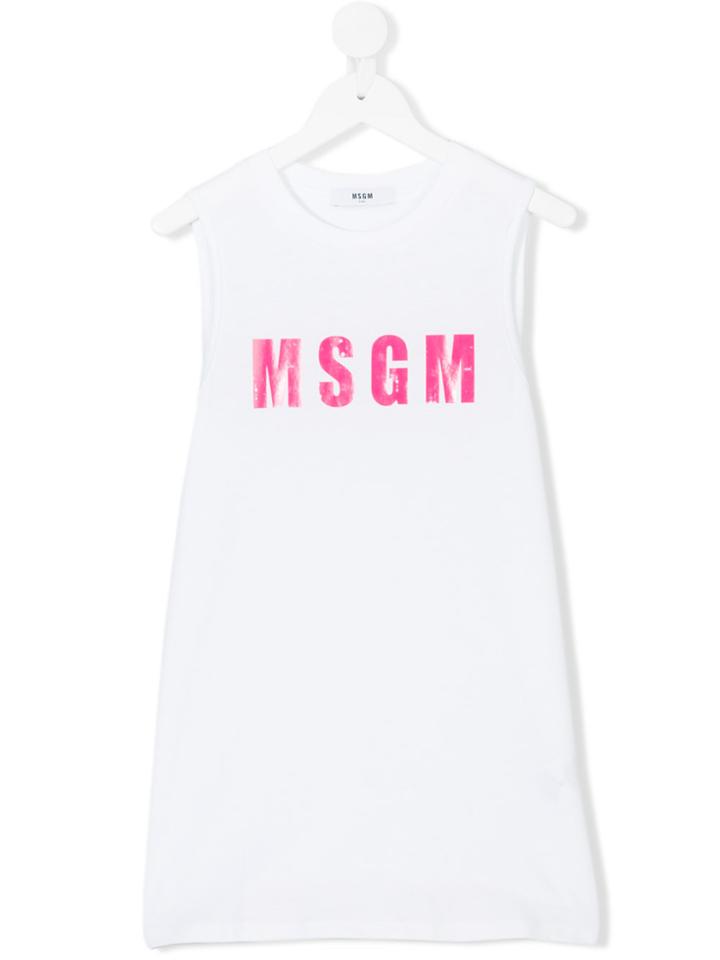 Msgm Kids Logo Printed Tank Top - White