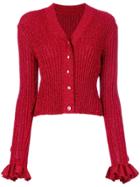 Marco De Vincenzo Ruffled Lurex Cardigan - Red