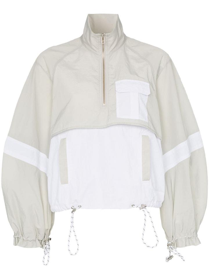 Ganni Two-tone Cropped Track Jacket - Blue