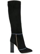 Gianna Meliani Contrast Trim Heeled Boots - Black