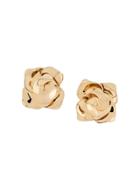 Christian Dior Pre-owned Oversized Rose Clip On Earrings - Gold