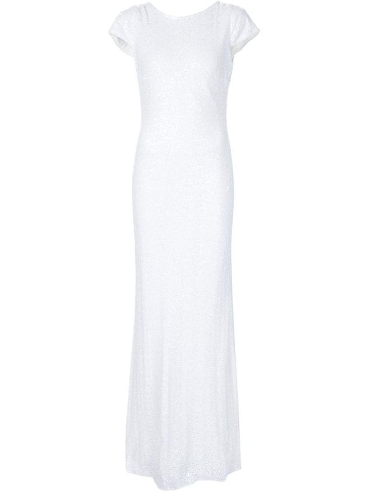 Badgley Mischka Draped Back Sequin Gown