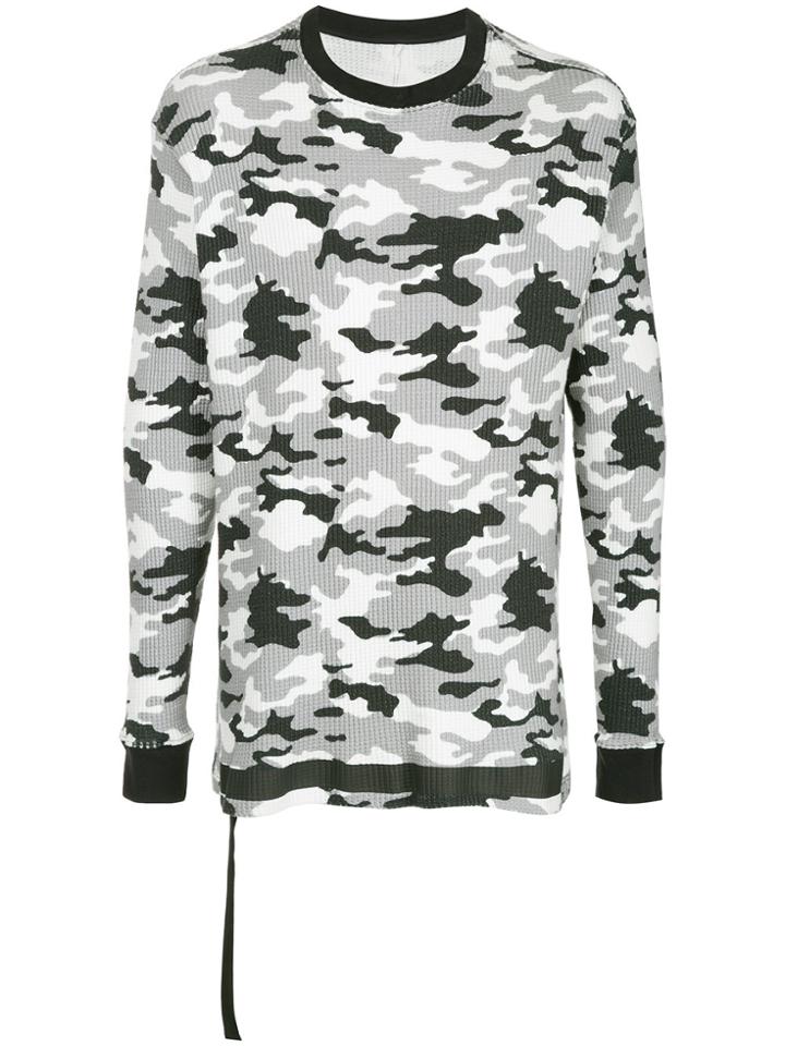 Unravel Project Military Printed Elongated Sweatshirt - Grey